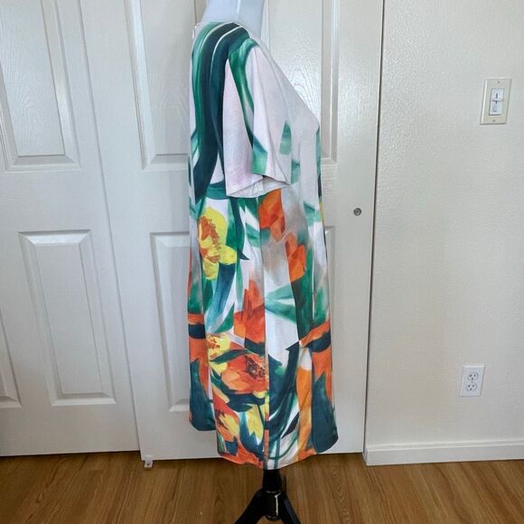 St. John Floral Silk Shift Dress Pockets Size 10 - Picture 3 of 11
